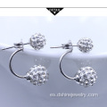 Plata cristal Disco Ball Shamballa Stud pendientes para las mujeres